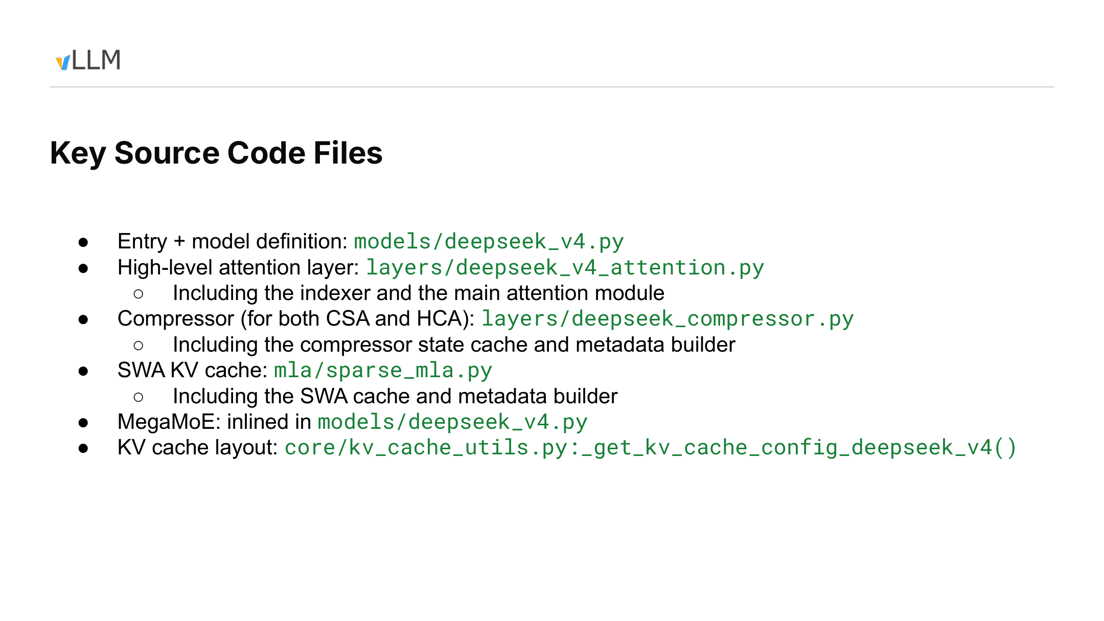 Key vLLM source-code entry points for DeepSeek V4